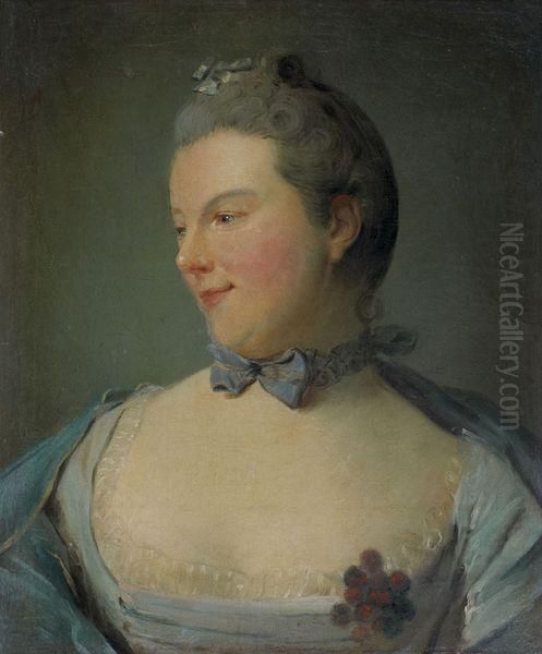 Portrait De Jeune Femme Oil Painting by Jean-Baptiste Perronneau