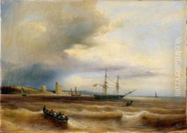 Marine Oil Painting by Ferdinand Victor Perrot