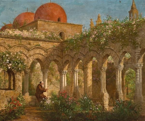 Cloister In Palermo Oil Painting by Enoch Wood Perry