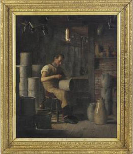 The Stoneware Decorator Oil Painting by Enoch Wood Perry