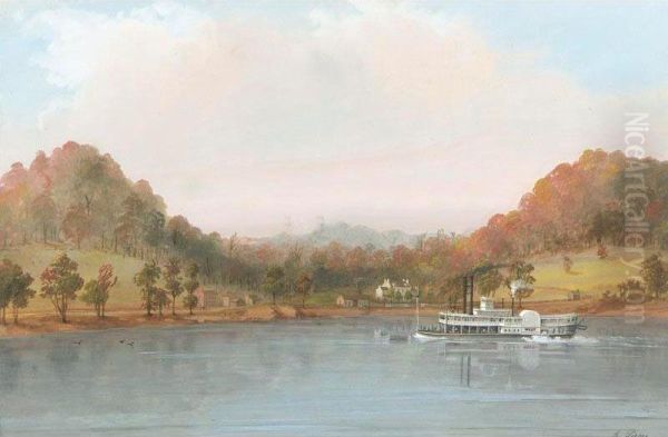 Boat On The Mississippi Oil Painting by Adrien Marie Persac