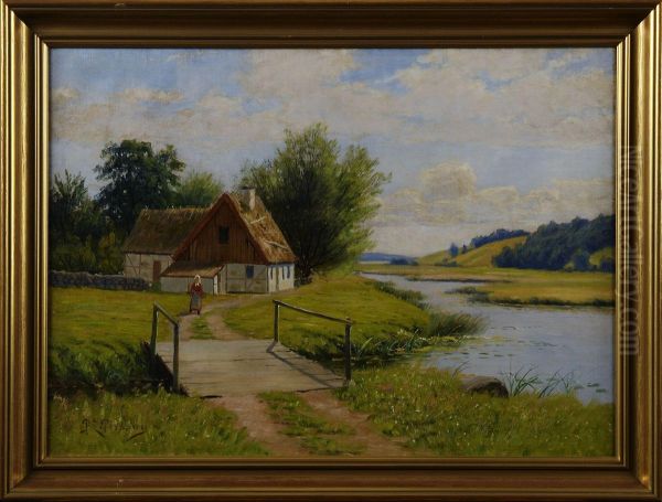 Landskap Med Skanegard Oil Painting by Peter Adolf Persson