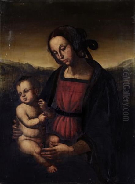 Madonna And Child Oil Painting by Pietro Perugino