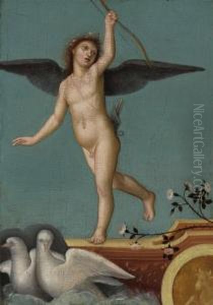 A Cupid With Two Doves Oil Painting by Pietro Perugino