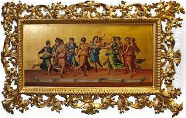 Apollo Dancing With The Nine Muses Oil Painting by Baldassare Peruzzi