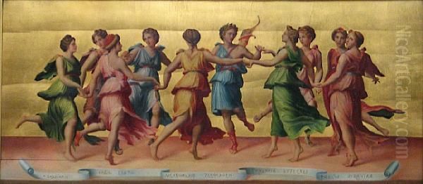 Dance Of Apollo With The Muses Oil Painting by Baldassare Peruzzi