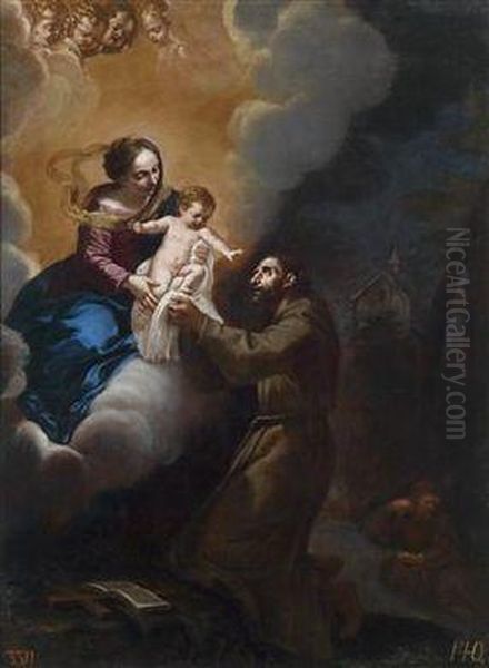 The Mother Of God Appears To Saint Francis Oil Painting by Girolamo Pesci