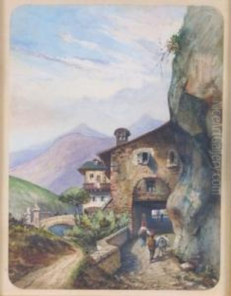 Paese Di Montagna Oil Painting by Domenico Pesenti