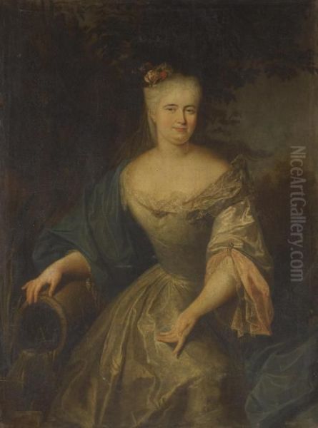 Portrait Of A Lady En Source Oil Painting by Antoine Pesne