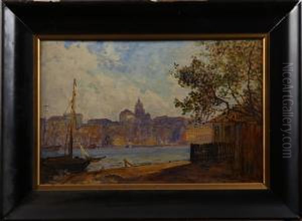 Stockholmsvy Oil Painting by Axel Peter