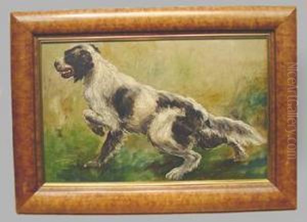 Setter In Landscape Oil Painting by Wenceslaus Peter