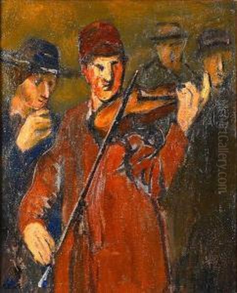 Le Violoneux Oil Painting by Adolphe Peterelle