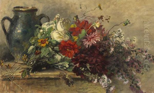 Blumenstillleben Mit Krug Oil Painting by Anna Peters