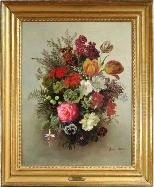 Stilleben Mit Bunten Sommerblumen Oil Painting by Anna Peters