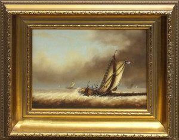 A Dutch Sailing Barge Oil Painting by Bernhardt Peters