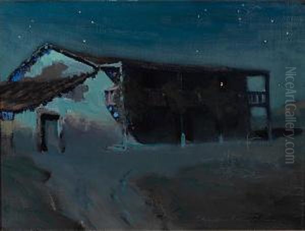 Adobe By Moonlight Oil Painting by Charles Rollo Peters