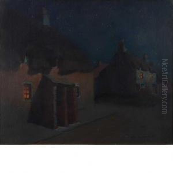 Village Nocturne Oil Painting by Charles Rollo Peters