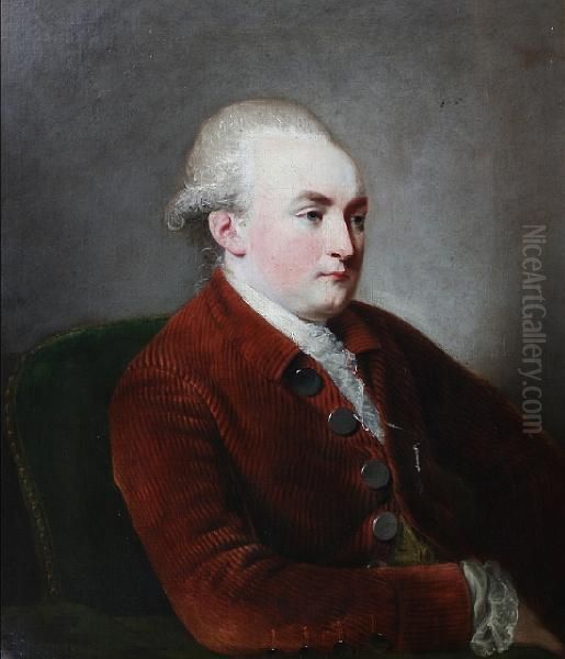 Portrait Of A Gentleman, Seated, Half -length, Wearing A Russet-coloured Coat Oil Painting by Matthew William Peters