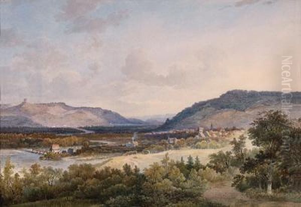 Blick Auf Das Stadtchen Berg In Bayern Oil Painting by Pieter Francis Peters