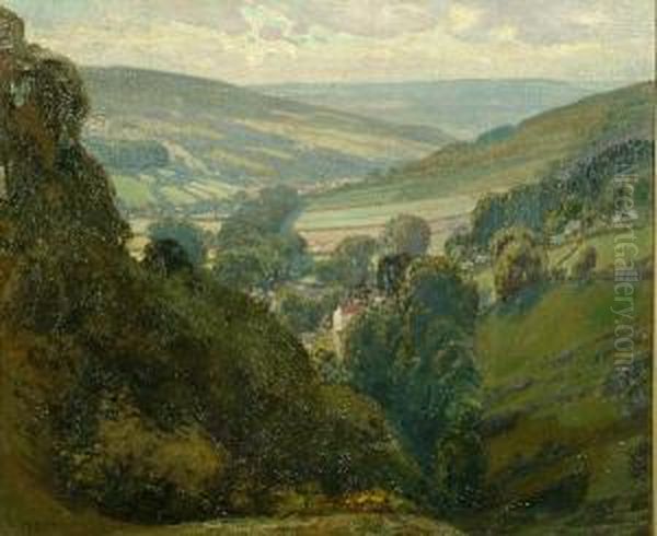 Village In The Vale Oil Painting by Thomas Peters