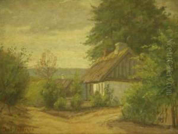 Cottage In Awood Oil Painting by Carl Petersen