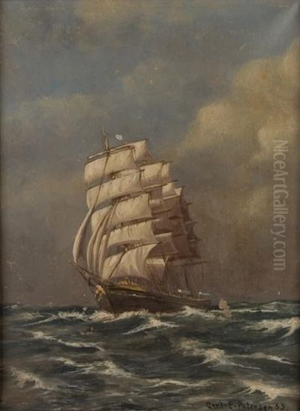 Viermaster Auf Bewegter See Oil Painting by Carl Petersen