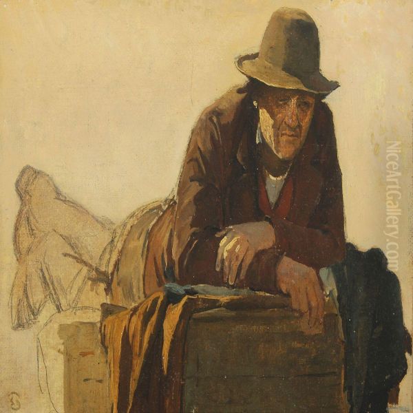 Study Of A Gentleman Oil Painting by Edvard Frederik Petersen