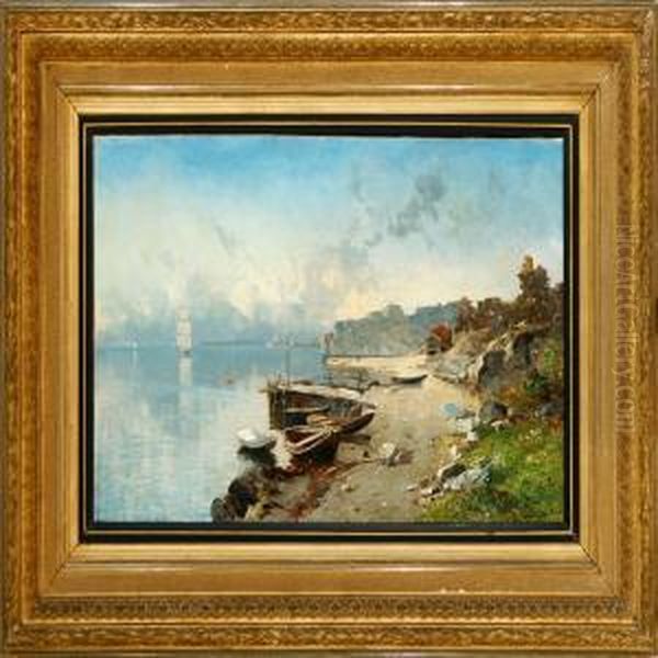 View Of A Norwegian Inlet Oil Painting by Julius Hans Henrik Petersen