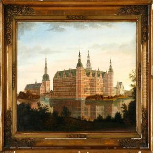 At Frederiksborg Palace On An Early Summer Evening Oil Painting by Soren Hendrik Petersen