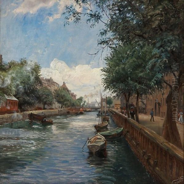 Summer Day At Christianshavn Oil Painting by Tom Petersen