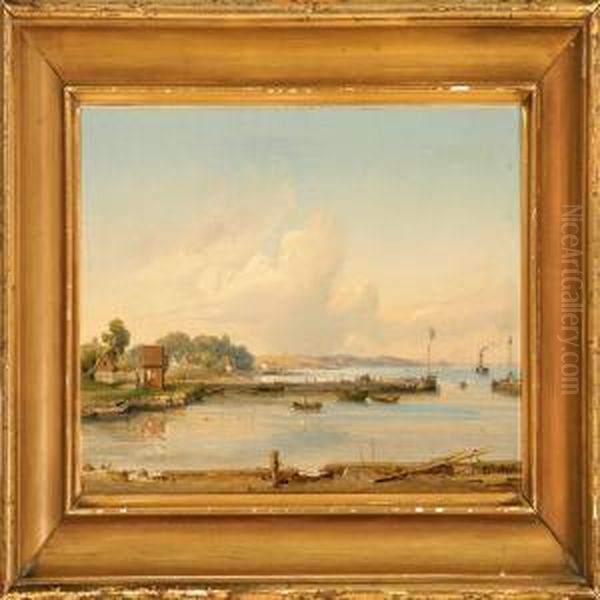 View Of A Humblebaek Harbour Oil Painting by Vilhelm Peter Carl Petersen