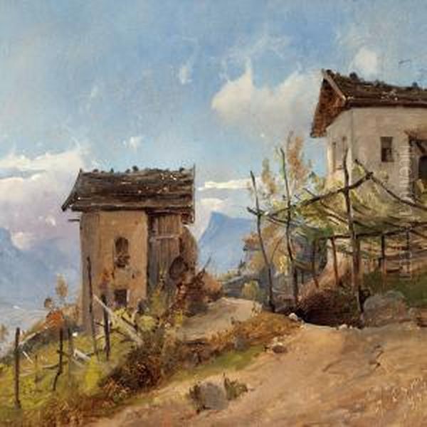 Landscape In Tirolnear Meran Oil Painting by Vilhelm Peter Carl Petersen