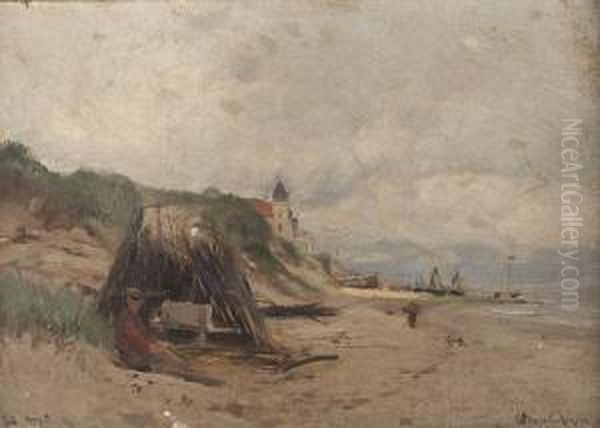 Am Strand Von Bad Heyst Oil Painting by Heinrich Petersen-Angeln