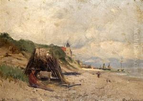 Am Strand Oil Painting by Heinrich Petersen-Angeln