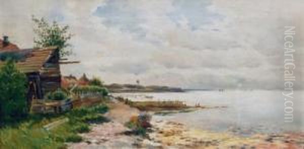 Ostseekuste Mit Fischerhausern Oil Painting by Heinrich Petersen-Flensburg