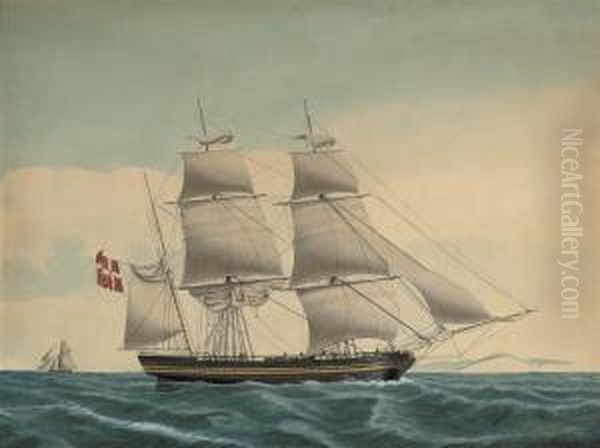 A Danish Trader Passing Dover Oil Painting by Jacob Peterson