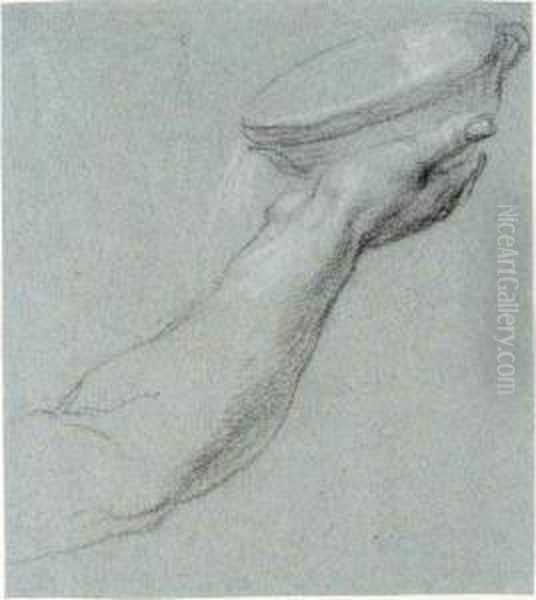 : Study Of A Hand Holding A Bowl Oil Painting by Simone Peterzano