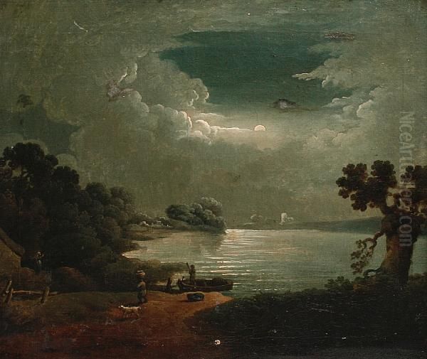 Twilight Shoreline Oil Painting by Henry Pether