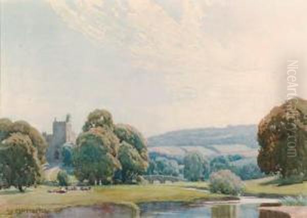 Haddon Hall, Derbyshire Oil Painting by Albert George Petherbridge