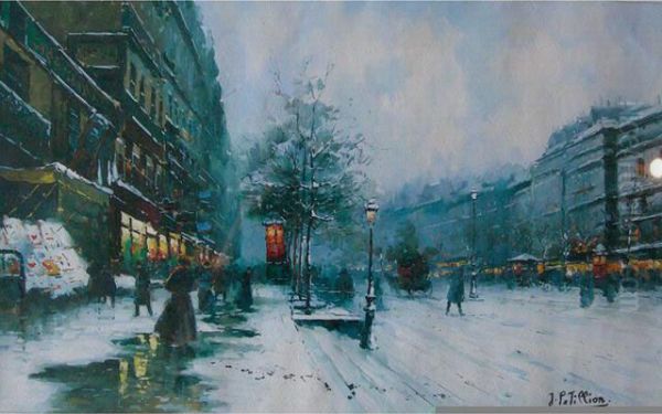 Boulevard Parisien Anime Oil Painting by Jules Petillion