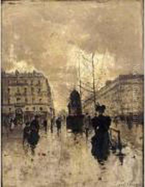 Dans Les Rues De Paris Oil Painting by Jules Petillon