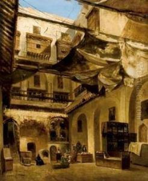 Bazar Indien Au Caire Oil Painting by Antoine Baptiste Petit