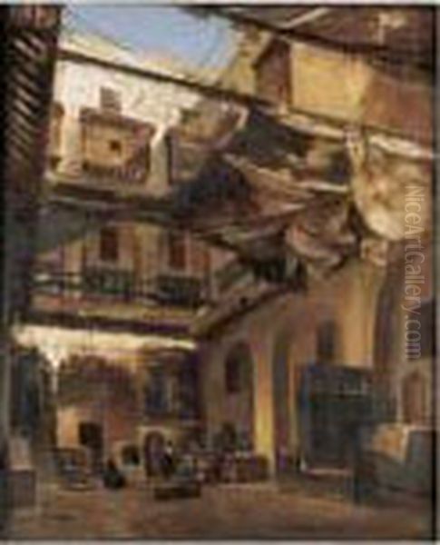 Le Cafe Au Grand Bazar D'istambul Oil Painting by Antoine Baptiste Petit