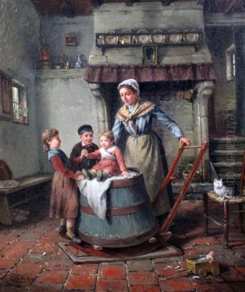 The Butter Churn Oil Painting by Charles Petit