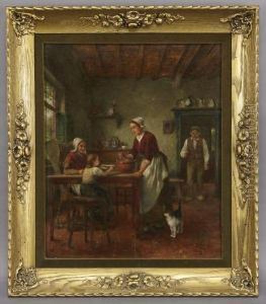 Dinner Time Tableau Oil Painting by Charles Petit