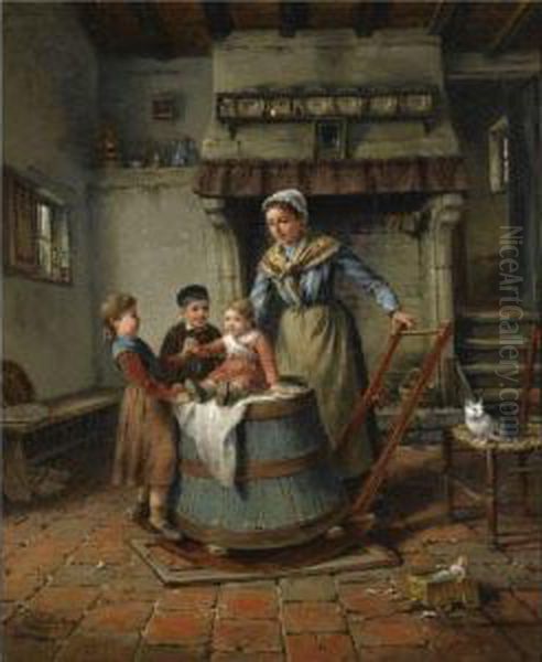 La Famille Heureuse Oil Painting by Charles Petit