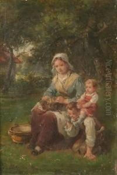 Play In The Garden Oil Painting by Charles Petit