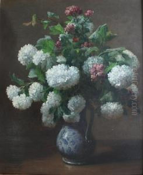 Verbena And Lilac Oil Painting by Eugene Petit