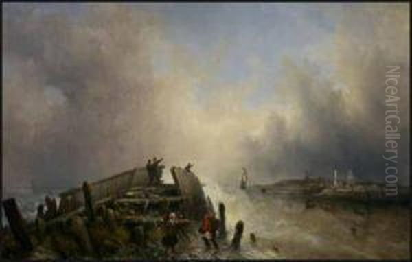 La Sortie Du Pont Oil Painting by Jean Louis Petit