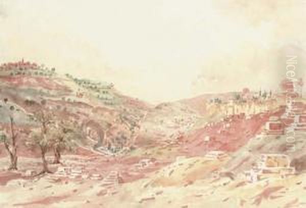 View Of Jerusalem And The Mount Of Olives Oil Painting by John Louis Petit